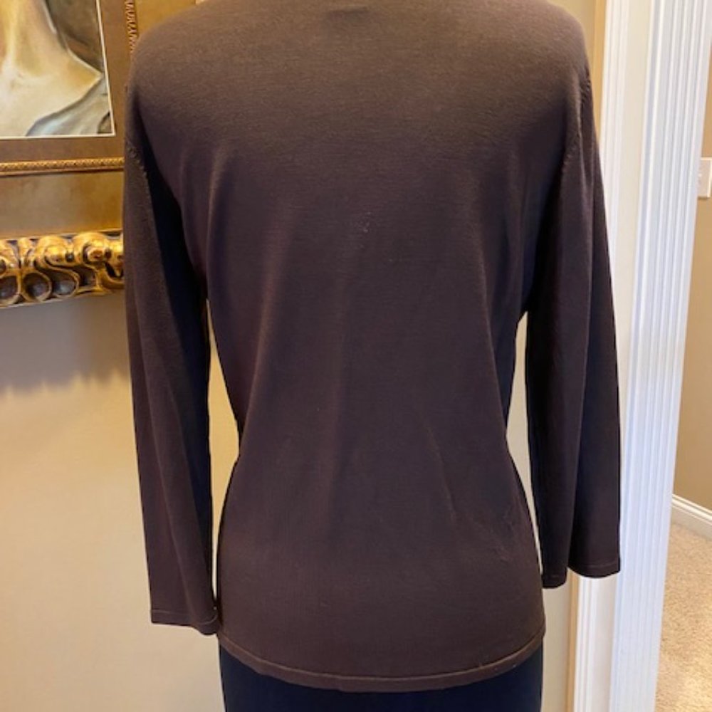Style & Co. Brown Sweater/Lightweight w/Turquoise Embellishment SZ XL - Picture 3 of 7